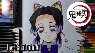 Dibujando a Kocho Shinobu de Demon Slayer | Drawing Shinobu | Proceso creativo | Creative process