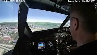 Dream Aero. Boeing 737-800. Барнаул. Мкр Спутник. Обь. 4-й разворот на ВПП24.