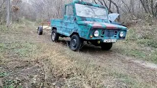 Тележка под ЛУАЗ для перевозки и погрузки брёвен одним человеком.