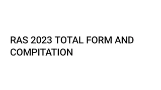 RAS 2023 TOTAL FORM AND Competition