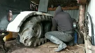 Гусеничный минитрактор первый выезд