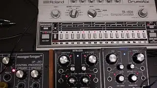 Roland TR-606 through Aira Bitrazer & Demora FX modulated by Moog CP-251