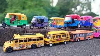 Cng Auto Rickshaw Vs School Bus Show of Roads Runing Hand Driving In Boundary | Suraj technical