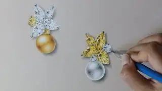 Jewelry rendering - Yellow Combo Pearl & Diamond E