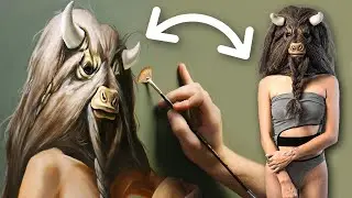 I Dressed a MODEL like a Mythological Creature and PAINTED HER! - 100 Hour Project