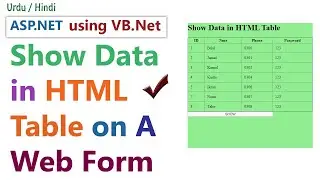 How to Show Data in HTML table on WebForm ASP.Net using VB.Net.