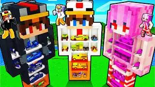 On construit des GARAGES de VOITURES dans des STATUES GÉANTES sur Minecraft !