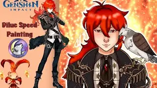 Speed painting of Diluc from the game Genshin Impact/ Artist- TheArtfulShadowWolf