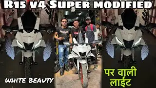 R15 V4 Modified | wings light for bike | Instagram viral Whings Light | R15 spoiler install 😱￼