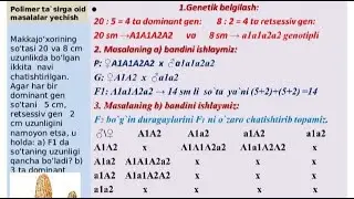 GENETIKADAN MASALALAR YECHISH.