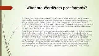 WordPress Post Formats - Complete Guide