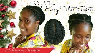 QUICK AND EASY FLAT TWISTS ||  🎄 HairMas Day 3 🎄