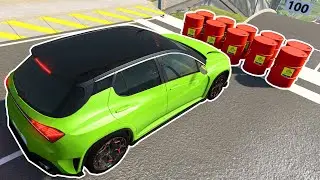 Explosive Barrels Car Jump Arena | 29 Cars, 59 Crashes | BeamNG Drive Gameplay #58