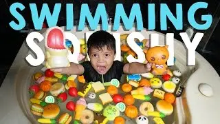 Squishy Dare! Swimming With Squishy!! - Mandi Squishy | Qahtan Halilintar