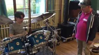 Drumming on Jeff Rich's drum kit