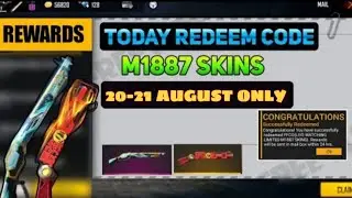 Free fire redeem code Today 21 August | ff redeem code | M1887 skin redeem code