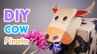 Easiest Cow Piñata DIY - Make your own pinata full of Candy from cardboard