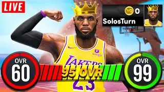 HITTING 99 OVR NO MONEY SPENT (Full-Stream) 60 to 99 OVR LeBron James Build! Best Build in NBA 2K24!