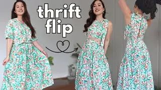THRIFT FLIP 💗 Agua Bendita Two Piece Set Dupe For Under $5 | Spring Crop Top & Maxi Skirt | DIY