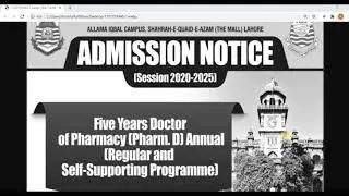 D Pharm Admissions Open in Punjab University 2020 |  PU admissions 2020