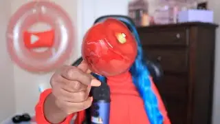 ASMR Eat Red Candy Apple Eating Sounds
