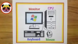 Computer Drawing / How to Draw Desktop Computer Step By Step / Computer Parts Drawing / Computer
