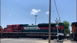 BNSF 7880 Manifest Train With Ferromex And NS North - Canal Street Railroad Crossing, Merced CA