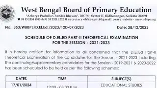 d.el.ed part 2 exam 2021-23 official notification.@Parikshitstudy