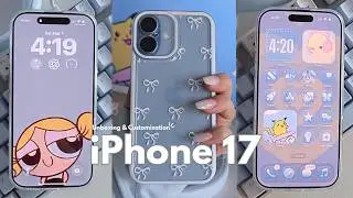 switching from galaxy to iPhone 17! 🩵 unboxing + blue aesthetic setup & customization