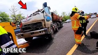 Sister fully connected truck 👩‍🦰 vs 👨‍🦳Old driver Tow truck！ Back off parking competition...🏆