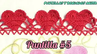 PUNTILLA #5 ❤❤❤ CORAZONES DE VUELTA Y VUELTA #crochet #tutorial #diy
