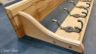 Wooden coat rack with shelf - Wall hanger and shelf - Ahşap askılık