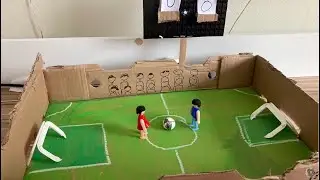 Kartondan futbol sahası yapımı, pipetli futbol oyunu, ıslak mendil kapağından futbol sahası kaleleri