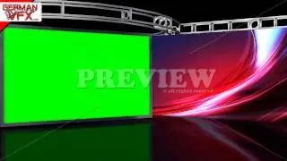 HD Virtual Studio Background with green screen Wall - royalty free