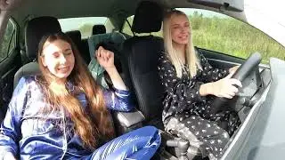 Two girls revving and getting start after pajama party