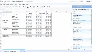 Pivot Tables in Google Docs