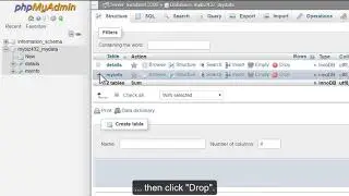Deleting a Table From a Database with phpMyAdmin