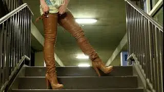 Cassandra Laine Ostrich Leather Thigh High Boots