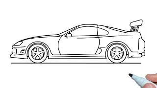 How to draw a Toyota Supra A80 easy step by step