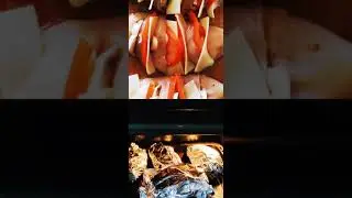 Куриная грудка с сыром, грибами и помидорами.