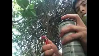 Lighting bug repellent and wasp/hornet spray on fire