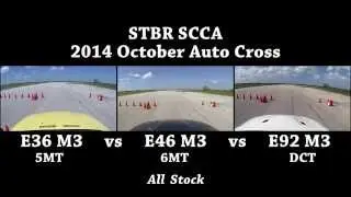 STBR SCCA Oct 2014 Autocross - e36 M3 vs e46 M3 vs e92 M3