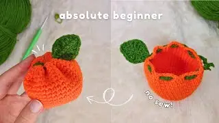 No Magic Ring Crochet Orange Drawstring Pouch🍊Absolute Beginner Crochet Tutorial🧡