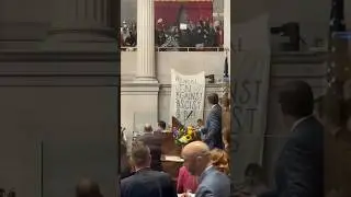 Protestors drop banner as TN House votes to expel Dems #tennessee