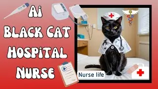 1705) Ai Black Cat Hospital Nurse (Ai Image)