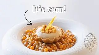 Fine dining corn amuse | Tartelette with polenta foam & lime gel