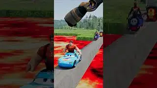 Weird Cars & Funny Cars Driving Along a Narrow ROAD And Spinning Thanos Crush in BeamNG.Drive