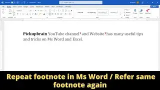How to repeat footnote in Ms Word | Refer same footnote again in Ms Word