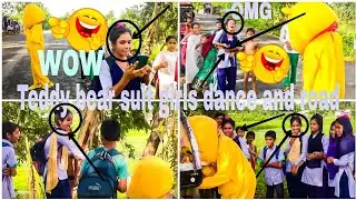 Teddy bear best funny prank crazy girls dance video 😆🤣 and road 🙏 comedyvideos #viral #funnyvideo