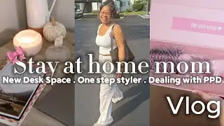 SAHM Vlog | New Desk, Target Haul, PPD and Trying the one-step styler on my natural hair #youngsahm